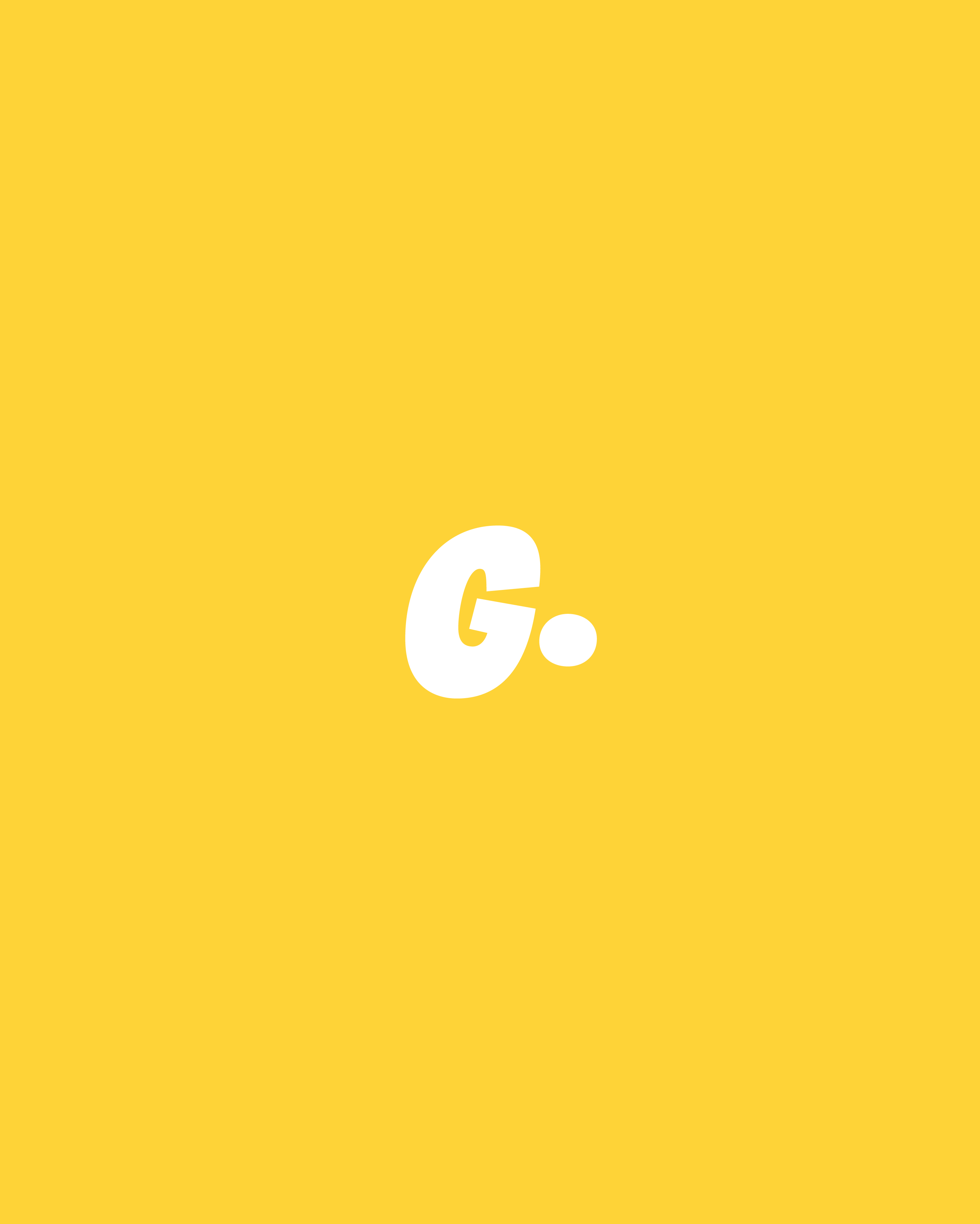 GYSHIDO white G monogram with period on solid yellow background