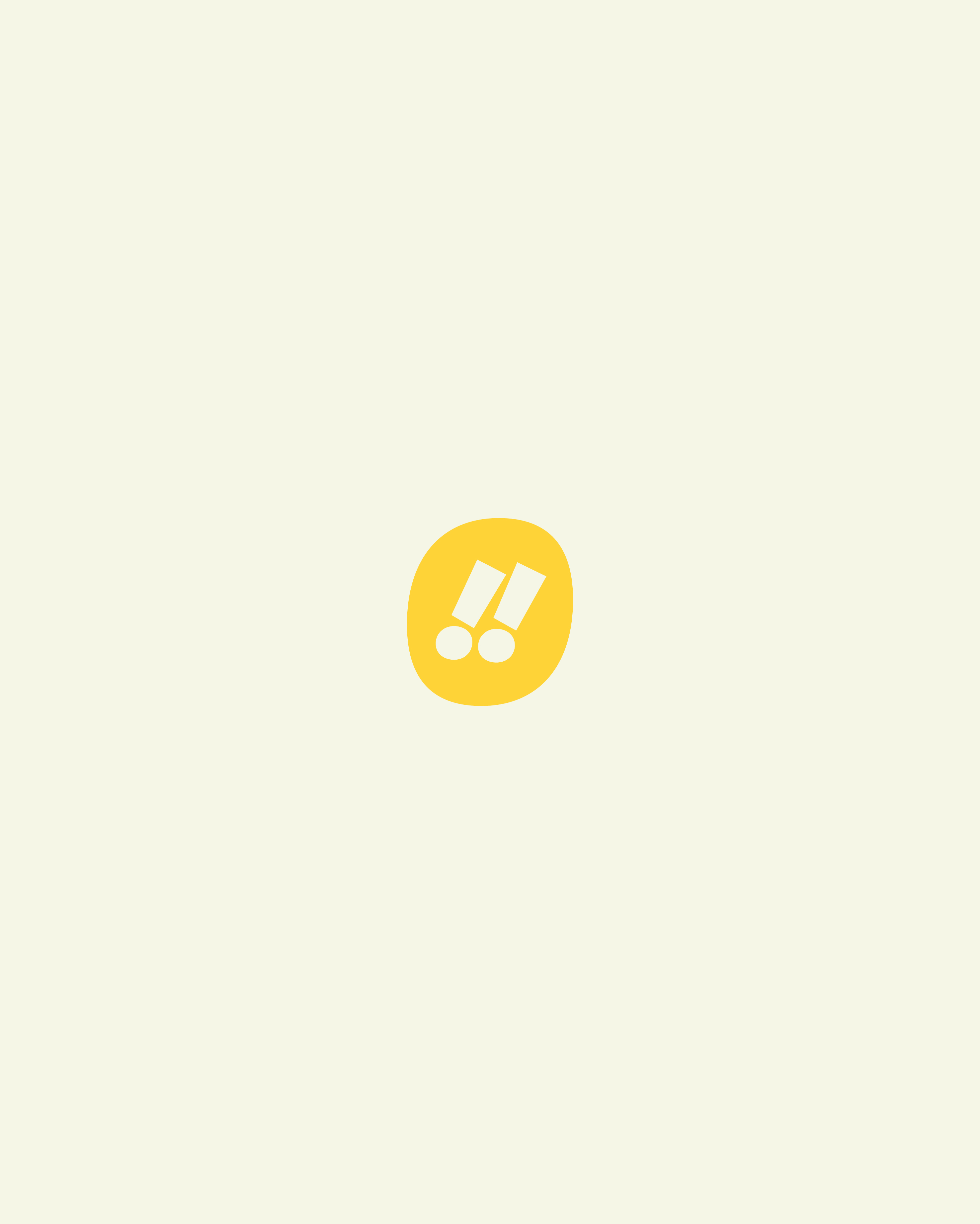 GYSHIDO yellow oval badge with white double exclamation marks !! on cream background
