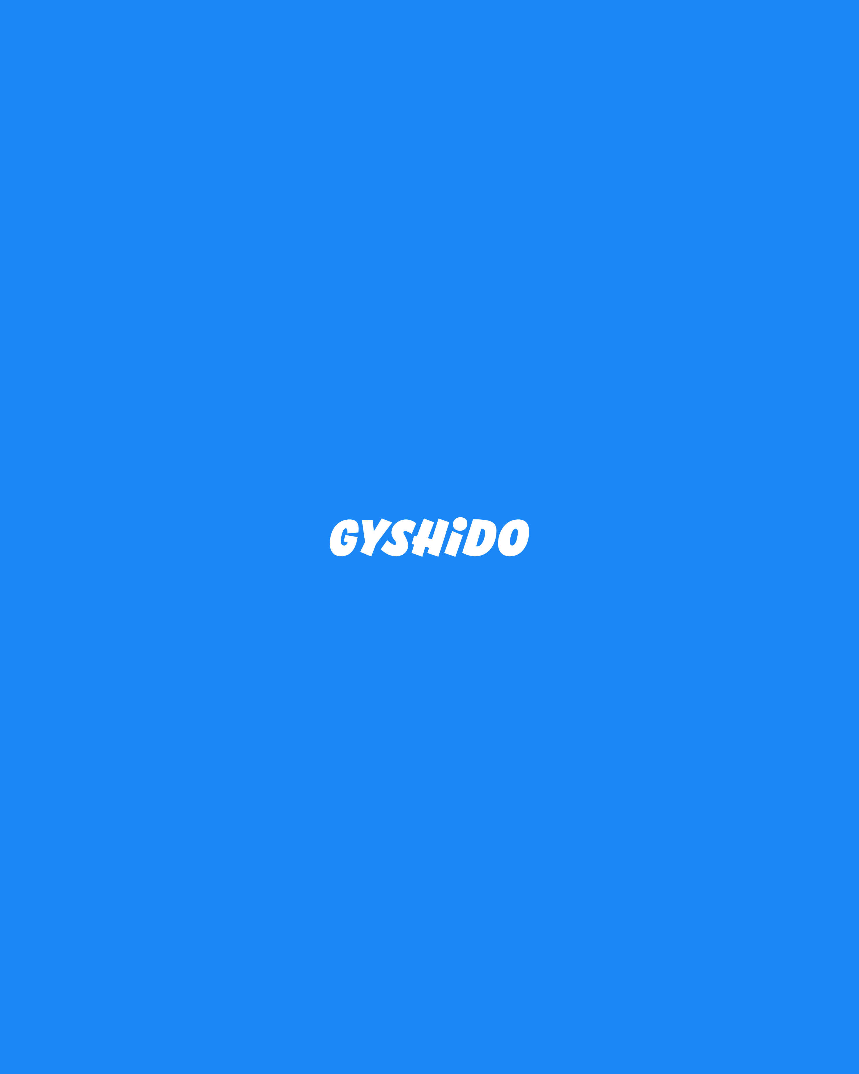 GYSHIDO white logotype centered on solid blue background. Logo configuration for small sizes