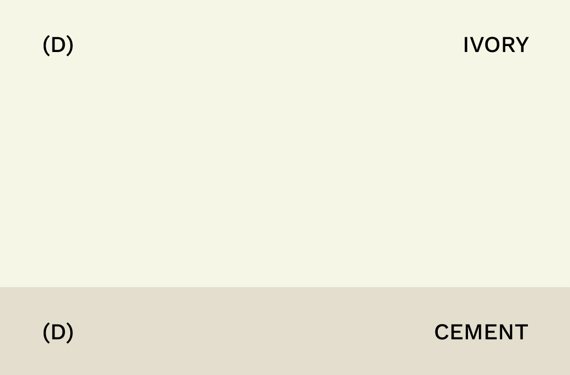 GYSHIDO neutral color palette showing Ivory and Cement tones
